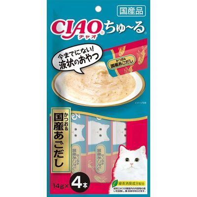 いなば CIAO ちゅーる かつお＆国産あごだし 14g×4本入り(1ケース48袋)